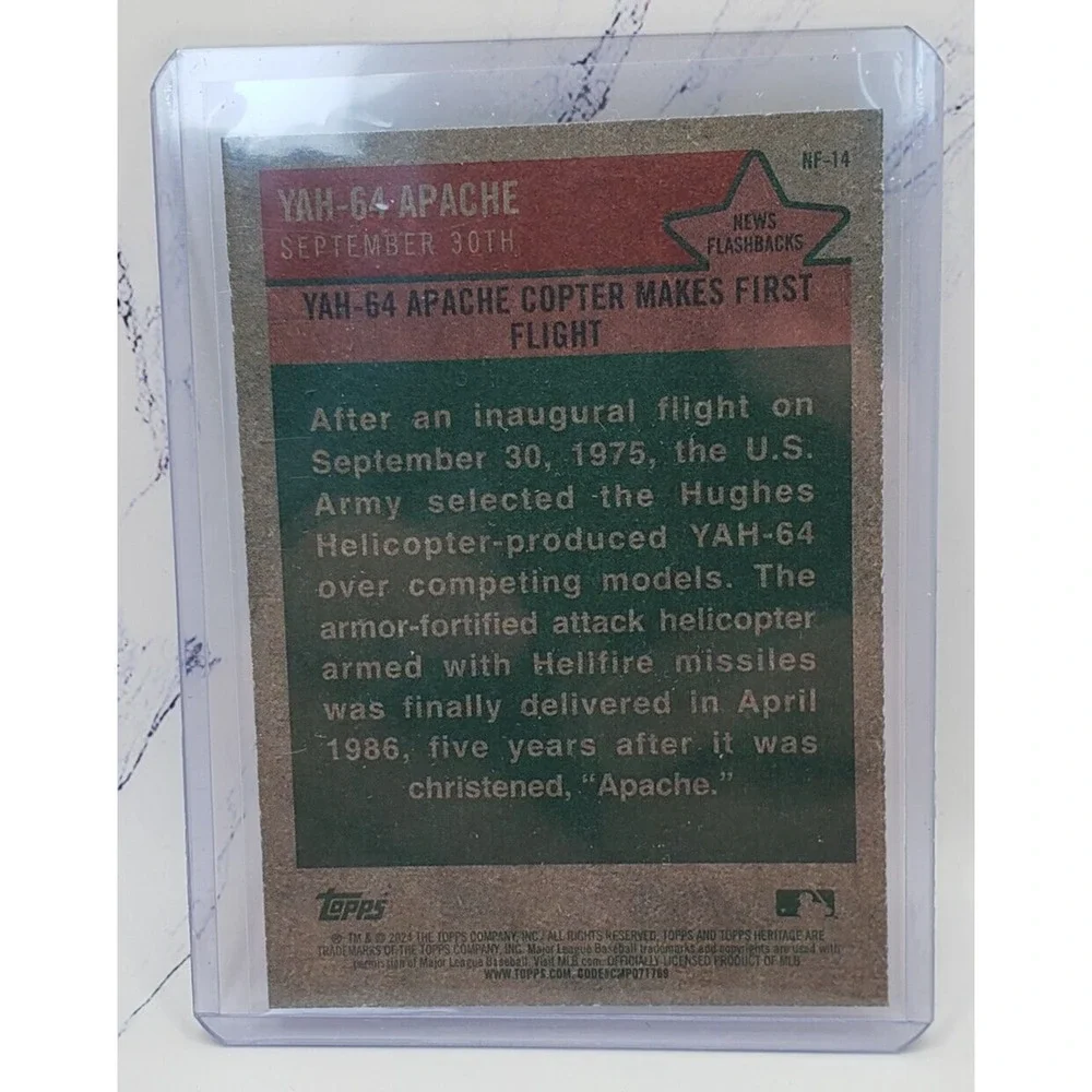 2024 Topps Heritage #NF-14 YAH-64 Apache News Flashbacks